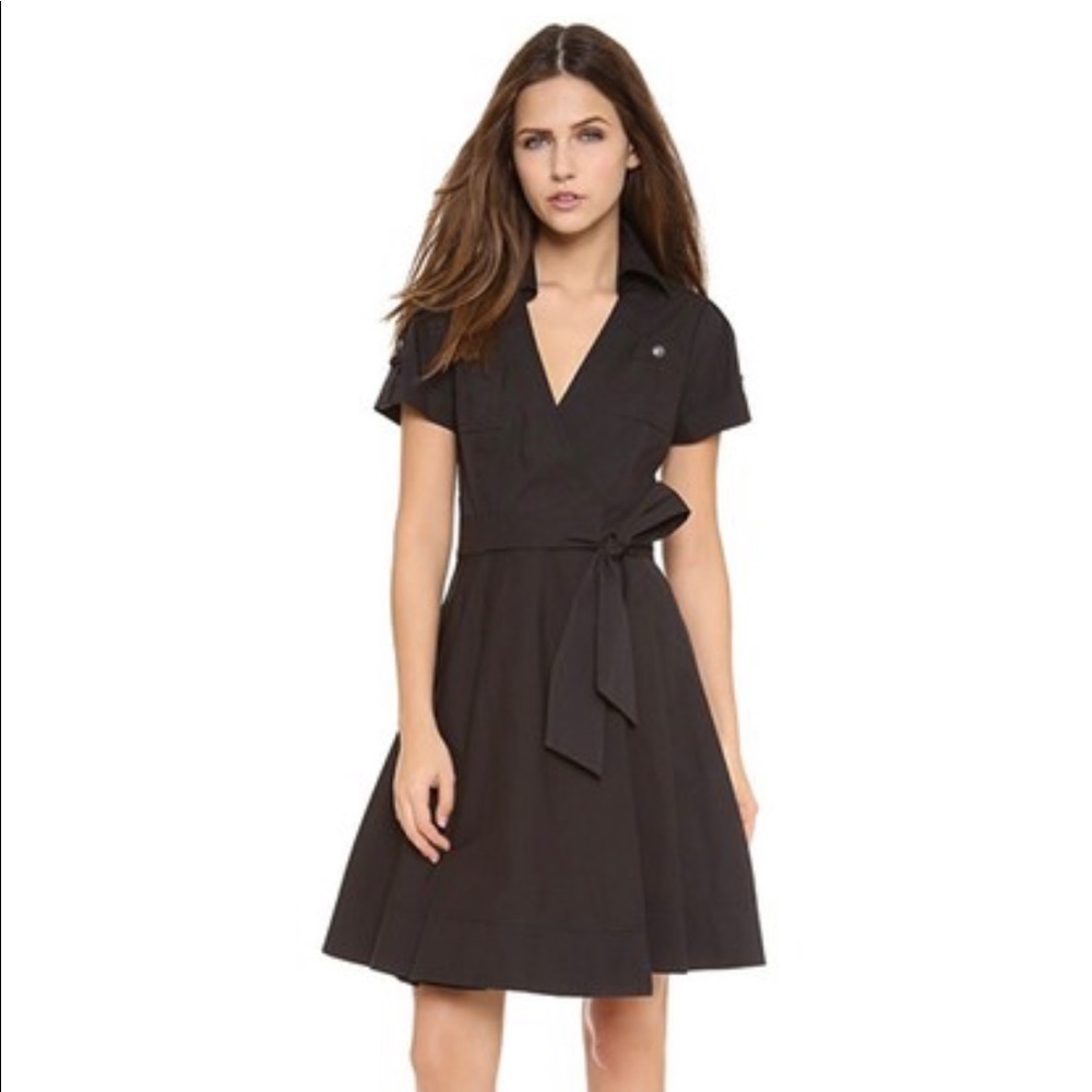 Diane Von Furstenberg black collared wrap dress